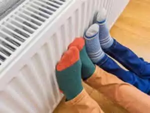 Warming feet on radiators